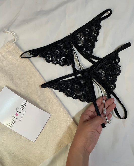 Tanga perlas - encaje