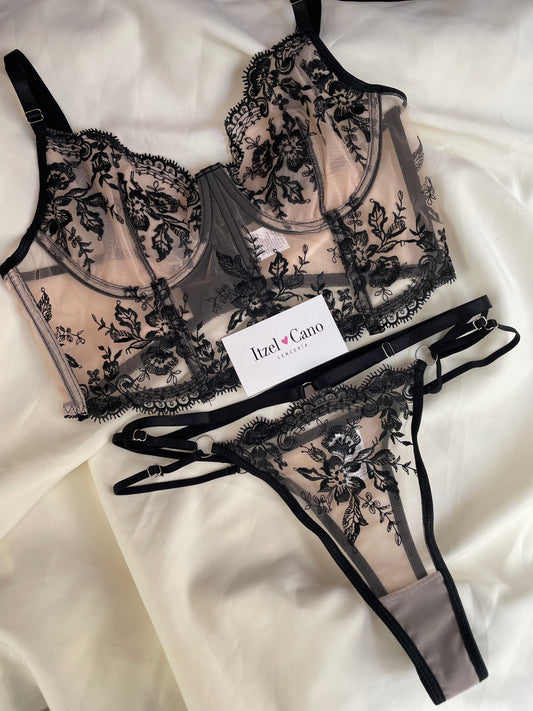 Set bustier negro
