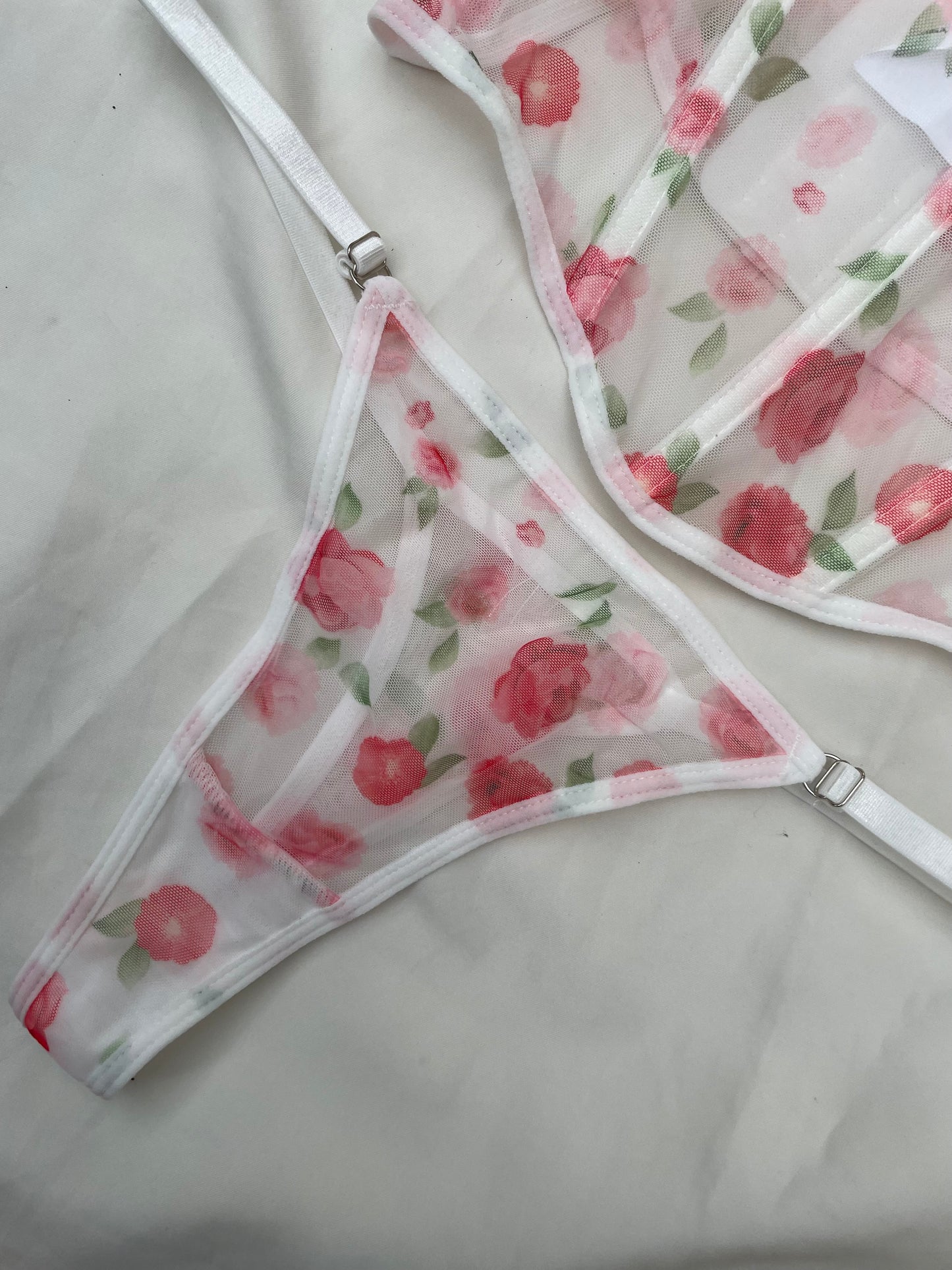 Set bustier flores rojas